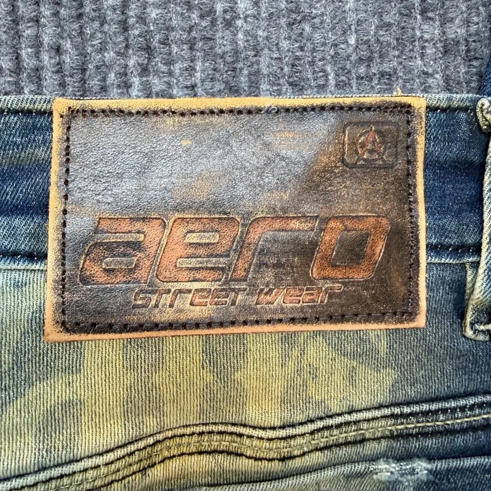 Aero Mens Size‎ 42 33x33 Dirty Wash Jeans Mud Wash Button Fly Y2K Streetwear